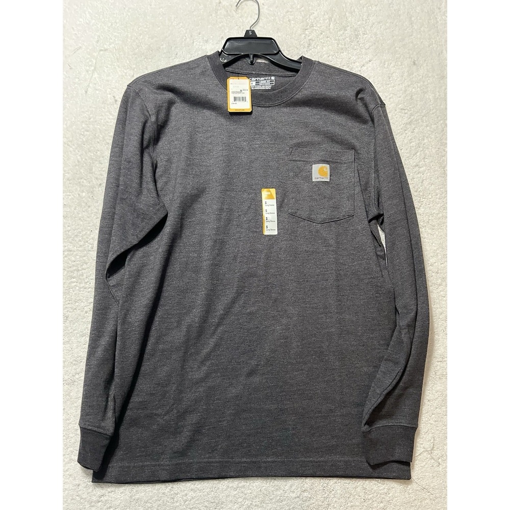 Carhartt Loose Fit Heavyweight Long Sleeve Pocket T-Shirt Men's Grey Small (C6)